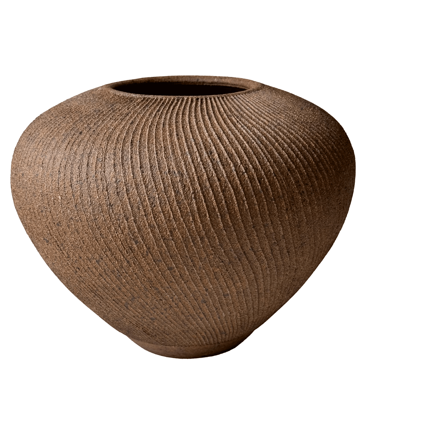 Sandstone Ribbed Vase 060 - SOMBRA