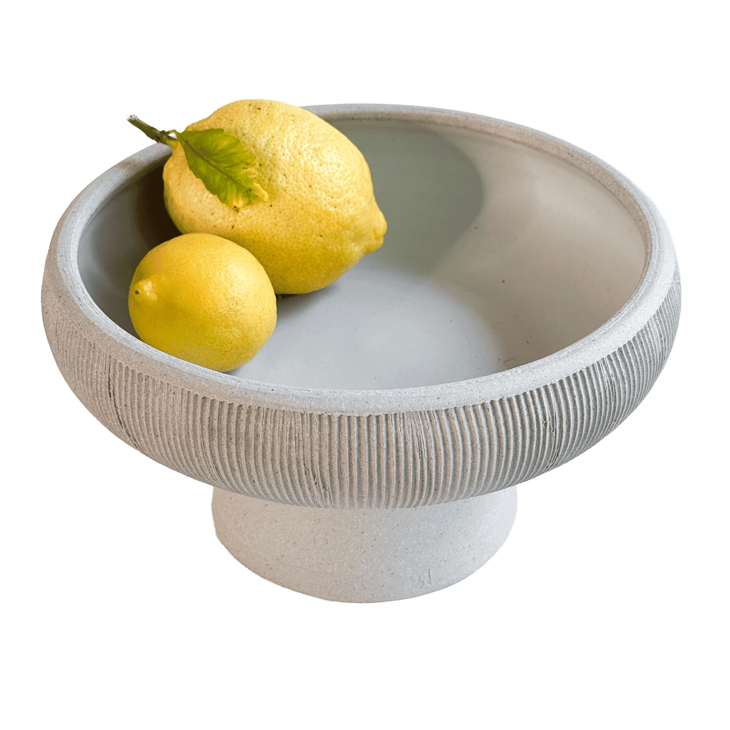 10" Quartzite Ribbed Pedestal Bowl 101 - SOMBRA