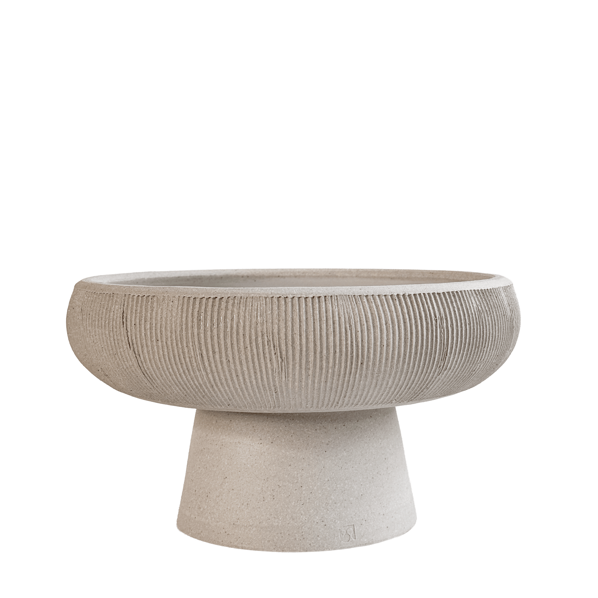 10" Quartzite Ribbed Pedestal Bowl 101 - SOMBRA