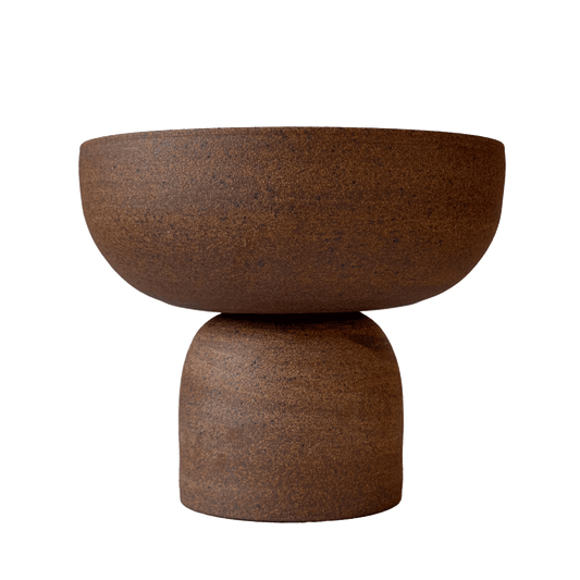 9" Sandstone Pedestal Bowl 005 - SOMBRA