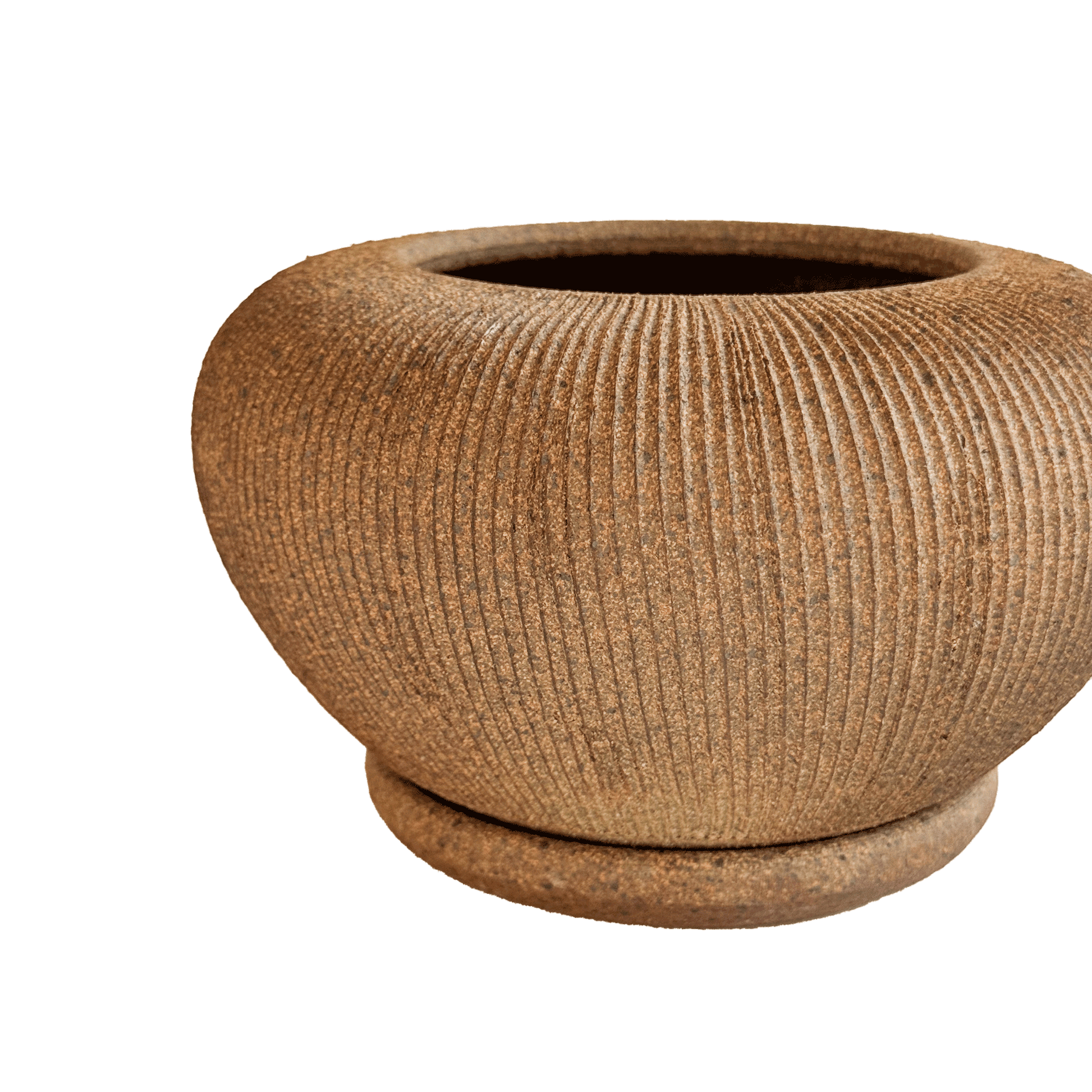 Sandstone Ribbed Planter Set 087 - SOMBRA