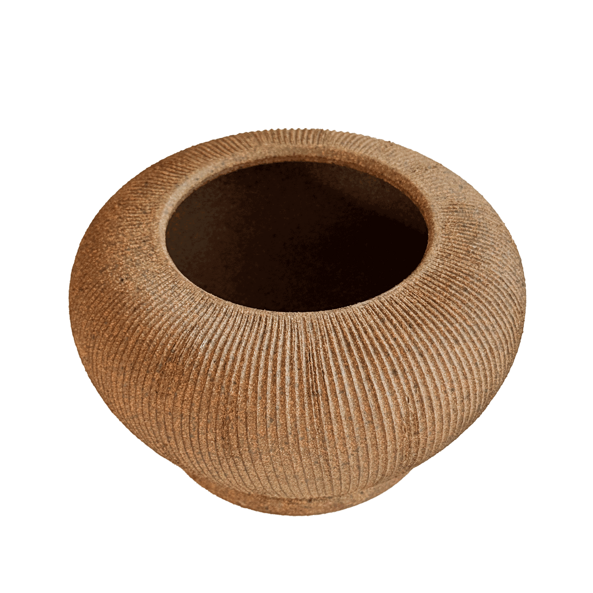 Sandstone Ribbed Planter Set 087 - SOMBRA