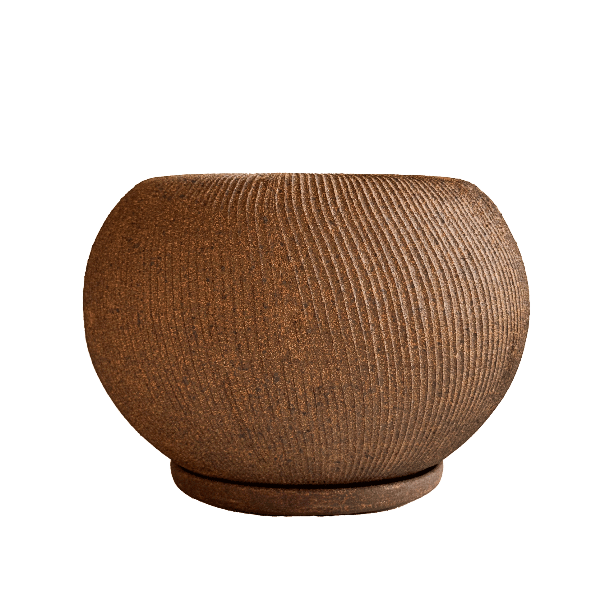 Sandstone Ribbed Planter Set 089 - SOMBRA