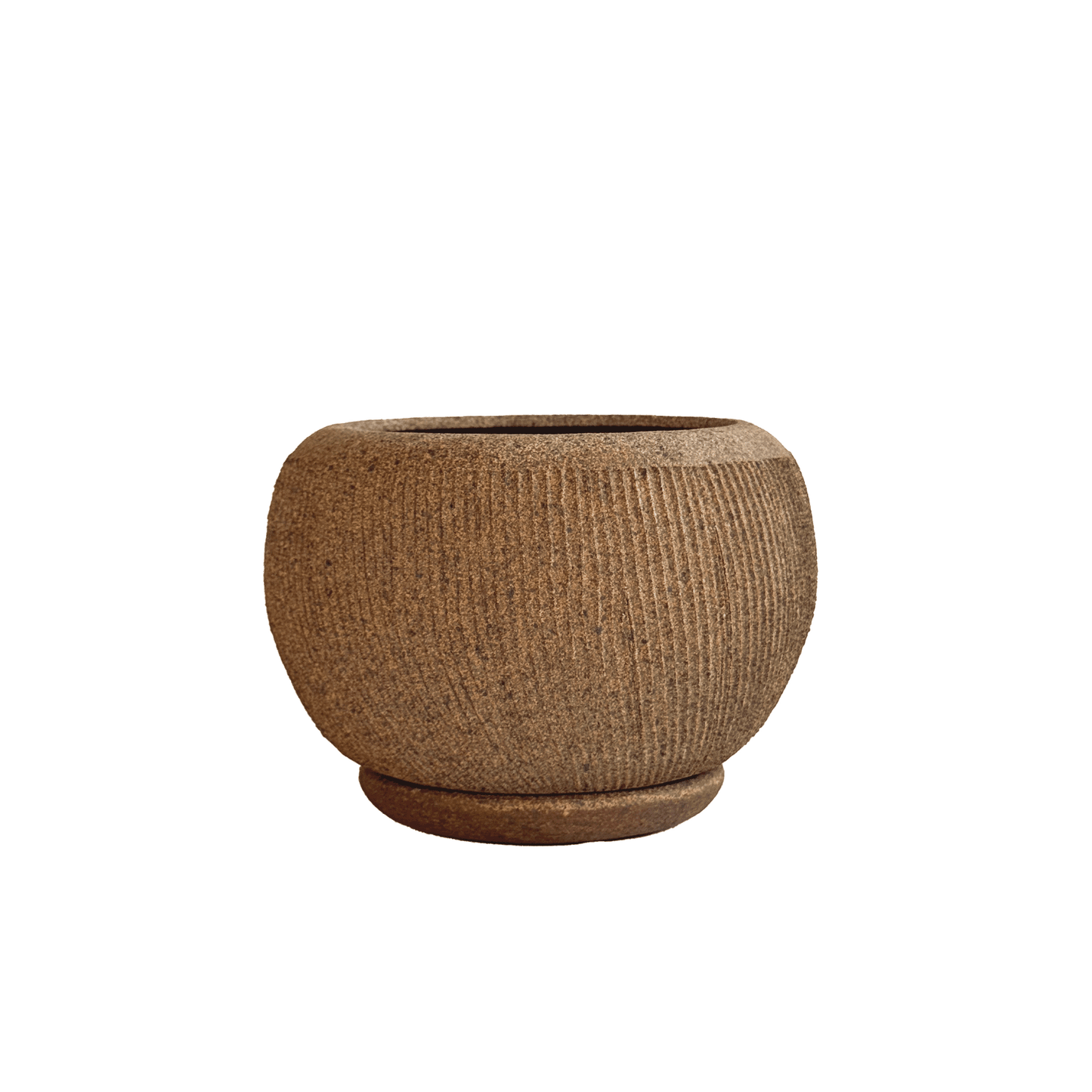 Sandstone Ribbed Planter Set 090 - SOMBRA