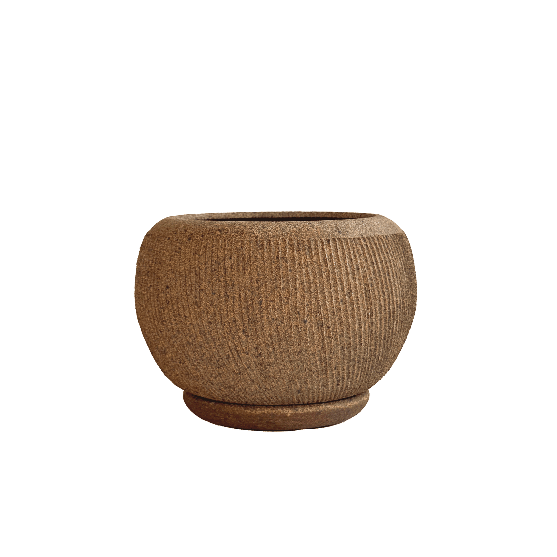 Sandstone Ribbed Planter Set 090 - SOMBRA