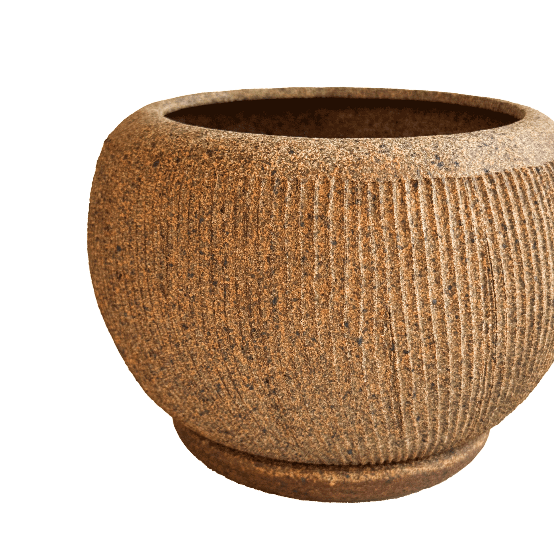 Sandstone Ribbed Planter Set 090 - SOMBRA