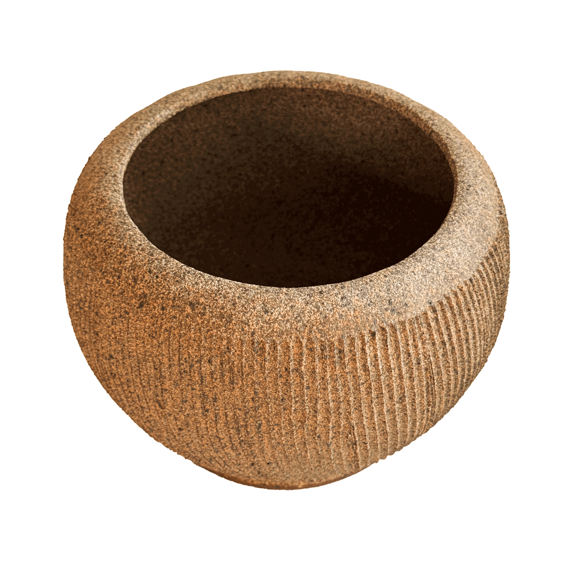 Sandstone Ribbed Planter Set 090 - SOMBRA