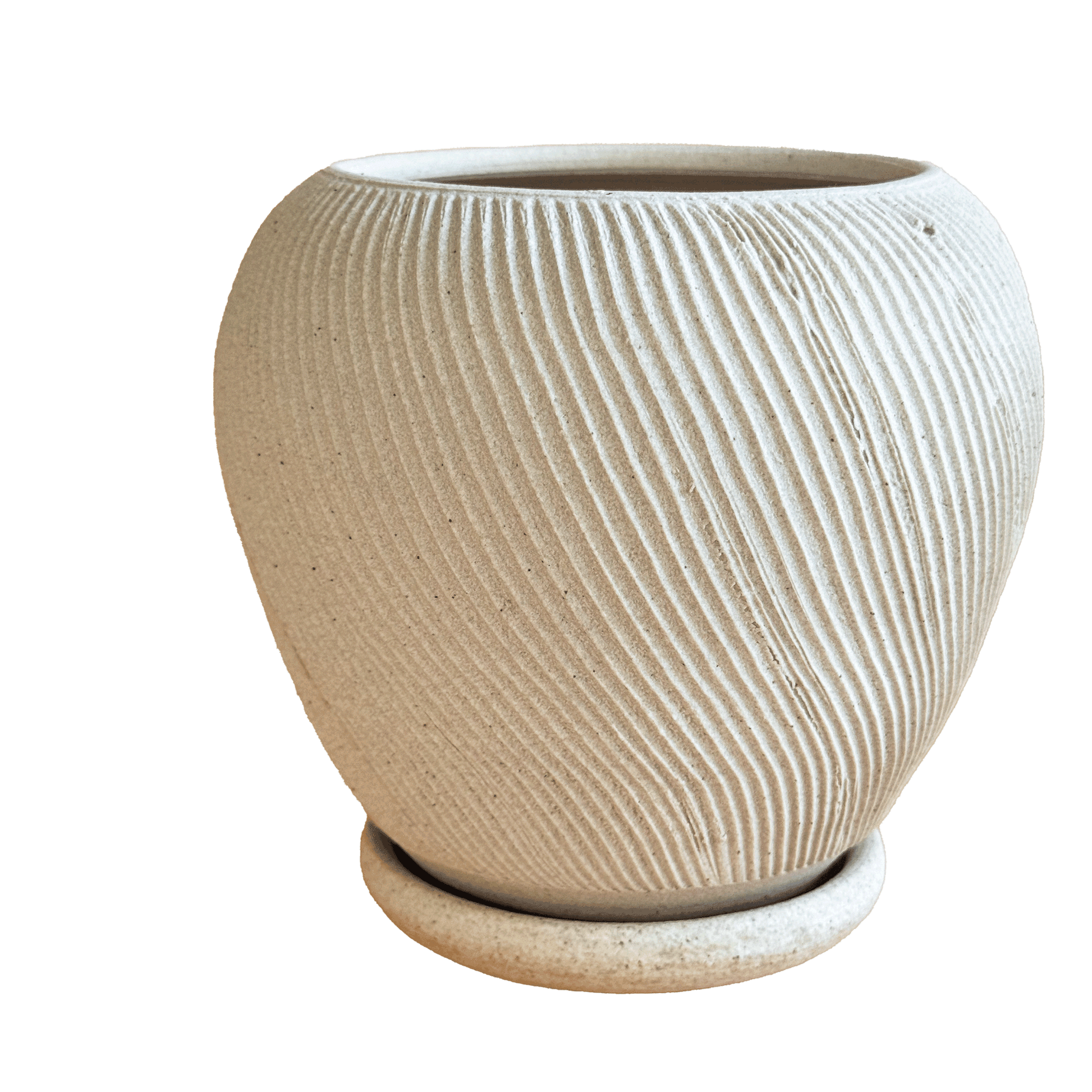 Quartzite Ribbed Planter Set 048 - SOMBRA