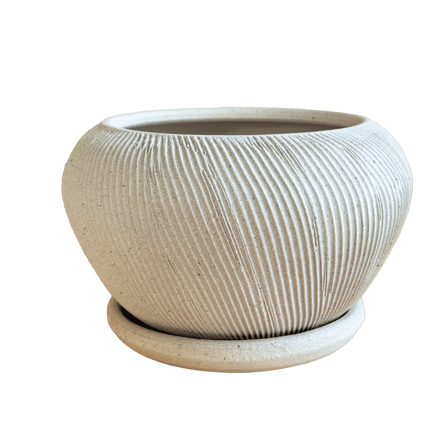 Quartzite Ribbed Planter Set 049 - SOMBRA