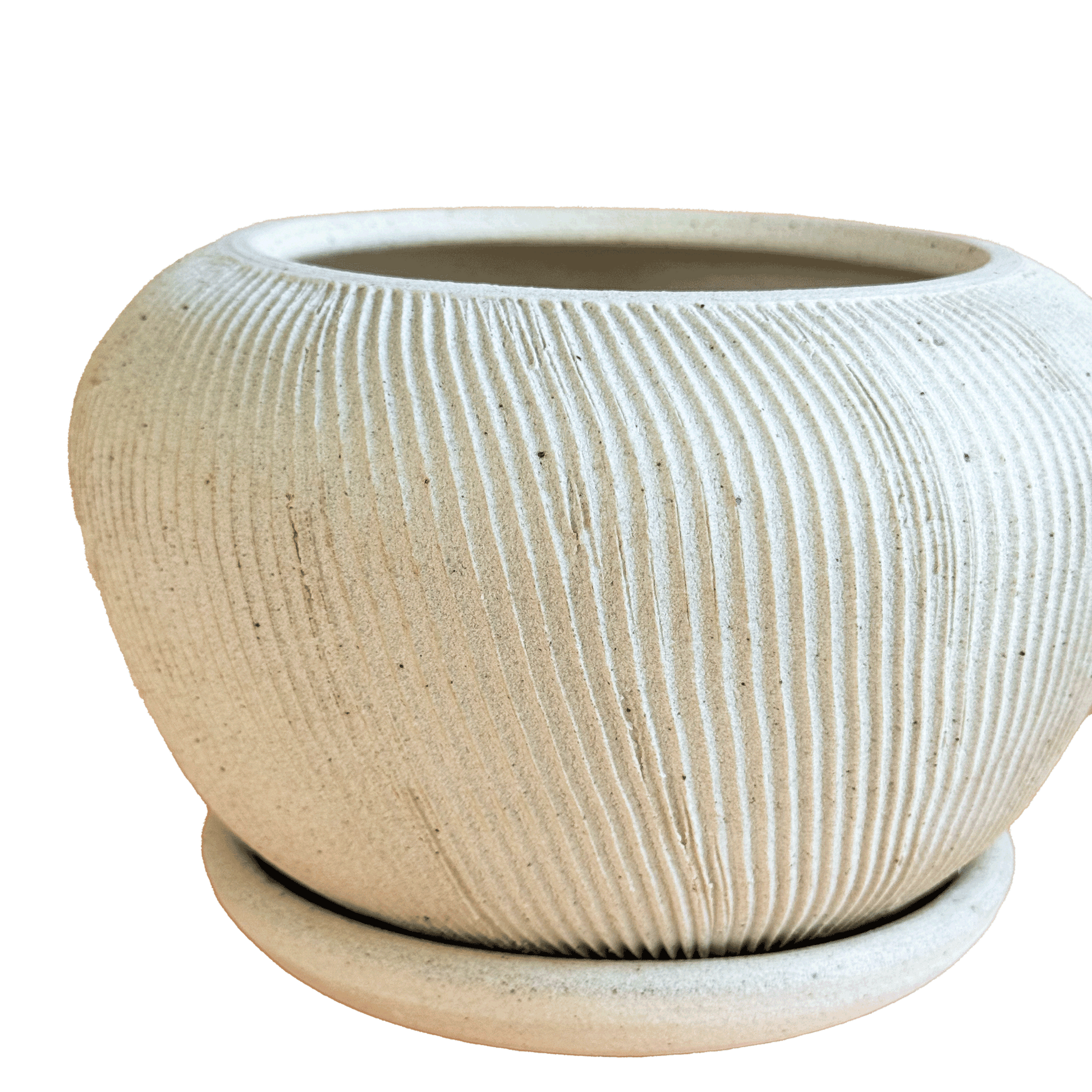 Quartzite Ribbed Planter Set 051 - SOMBRA