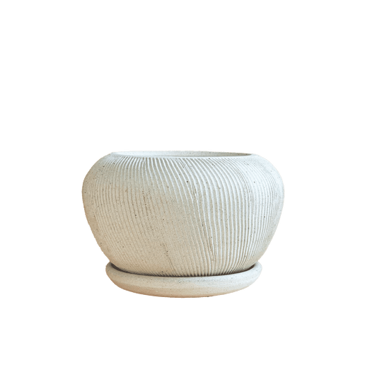 Quartzite Ribbed Planter Set 051 - SOMBRA