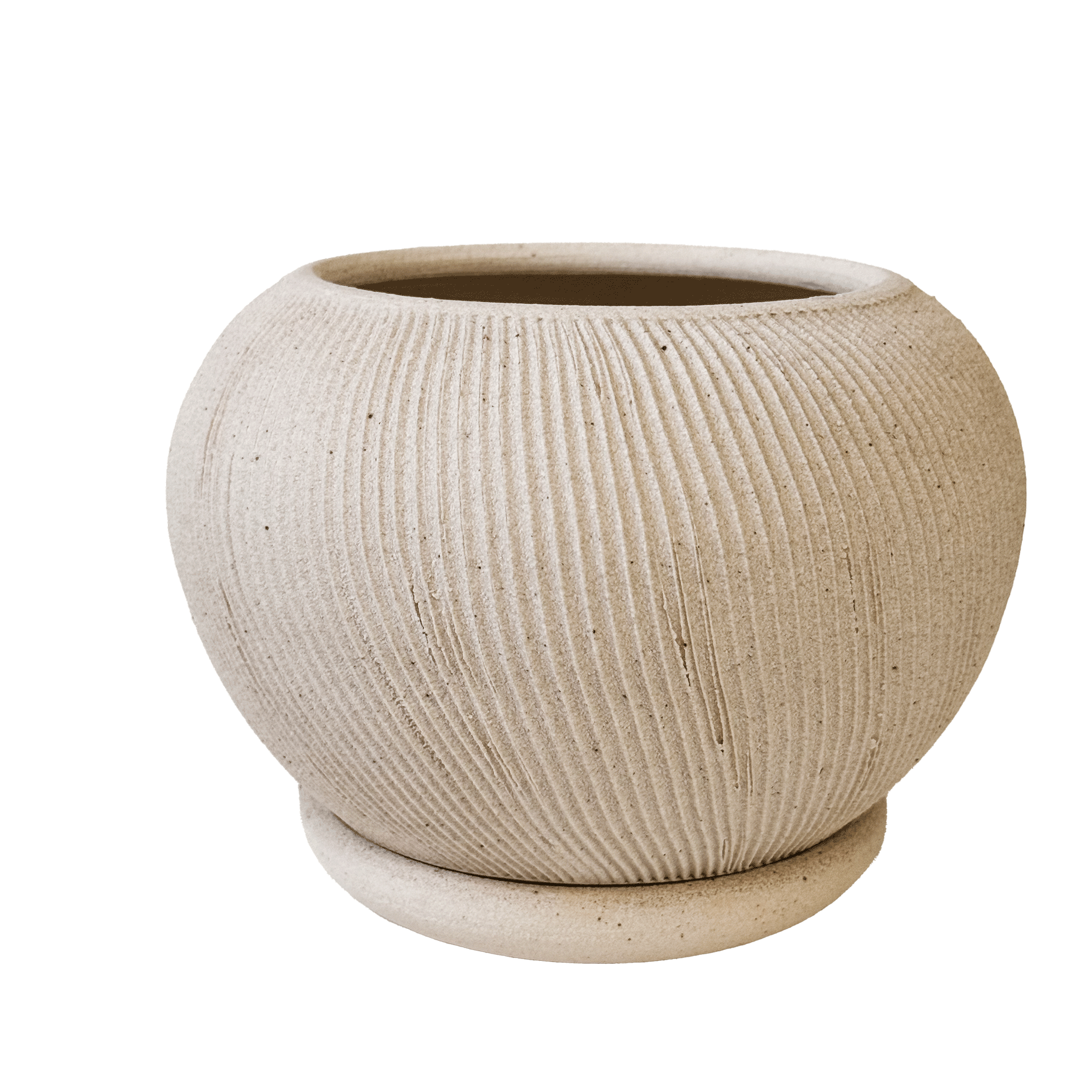 Quartzite Ribbed Planter Set 054 - SOMBRA