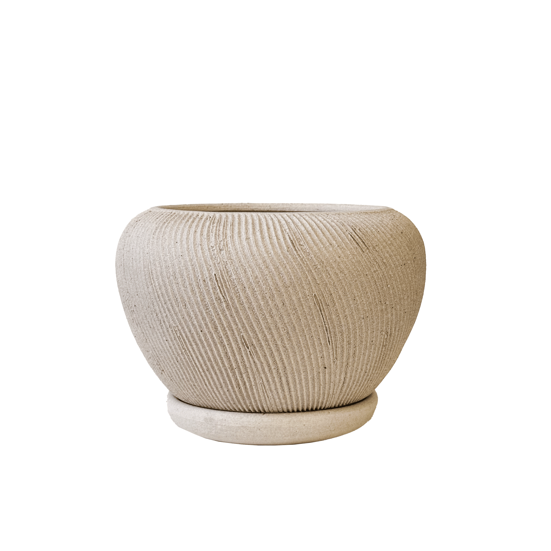 Quartzite Ribbed Planter Set 055 - SOMBRA