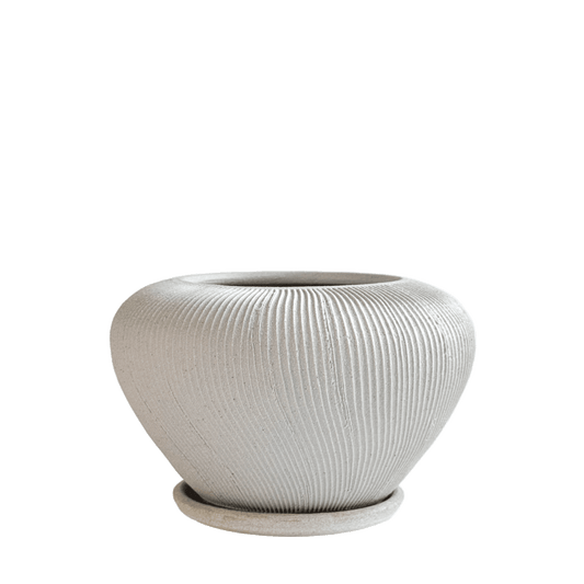 Quartzite Ribbed Planter Set 058 - SOMBRA