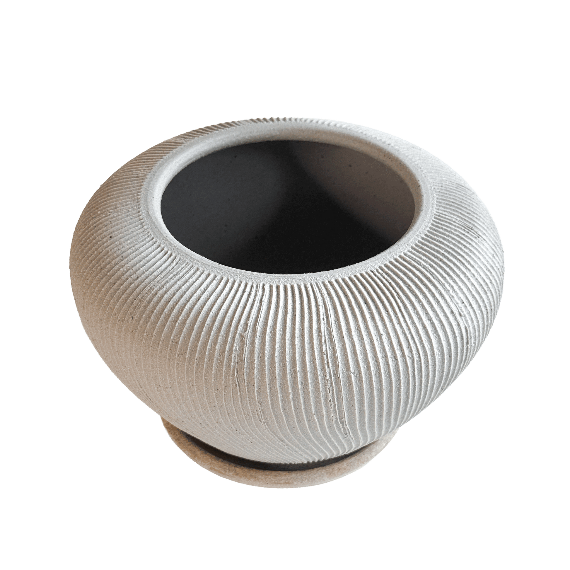 Quartzite Ribbed Planter Set 058 - SOMBRA