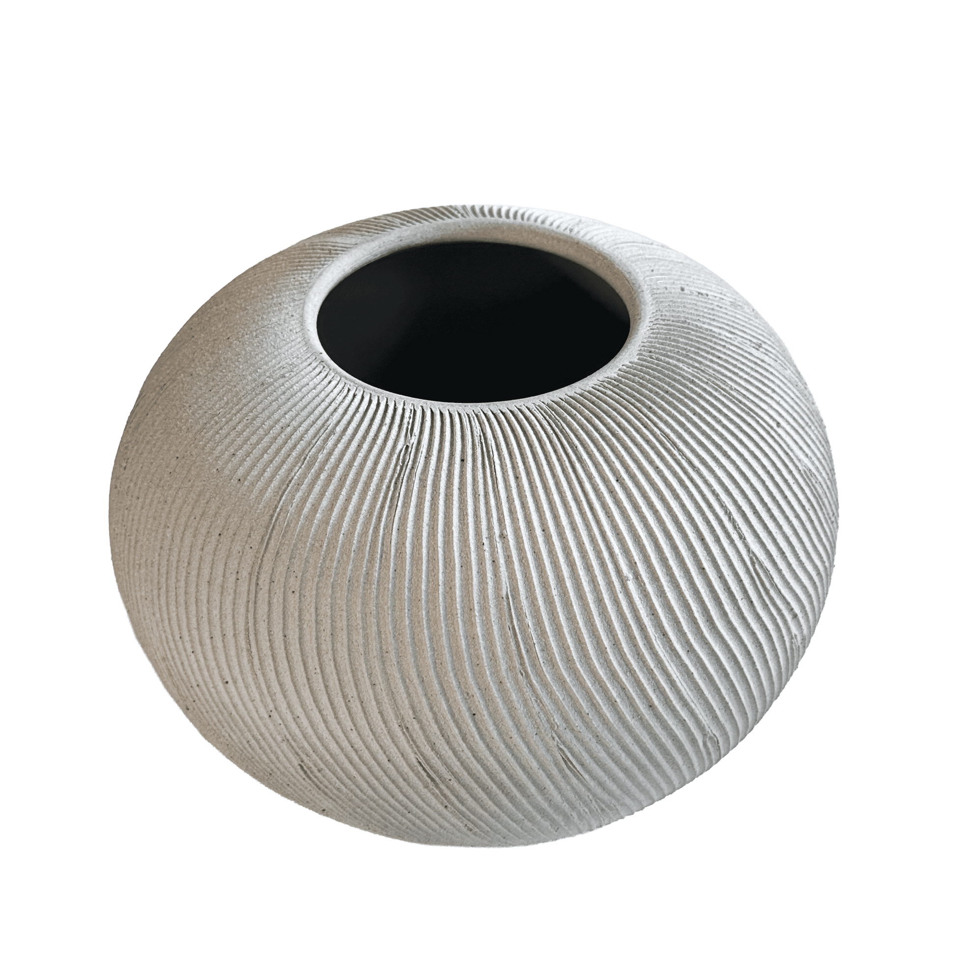 Quartzite Ribbed Vase 102 - SOMBRA