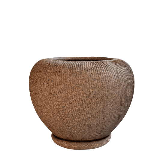 Sandstone Ribbed Planter Set 101 - SOMBRA