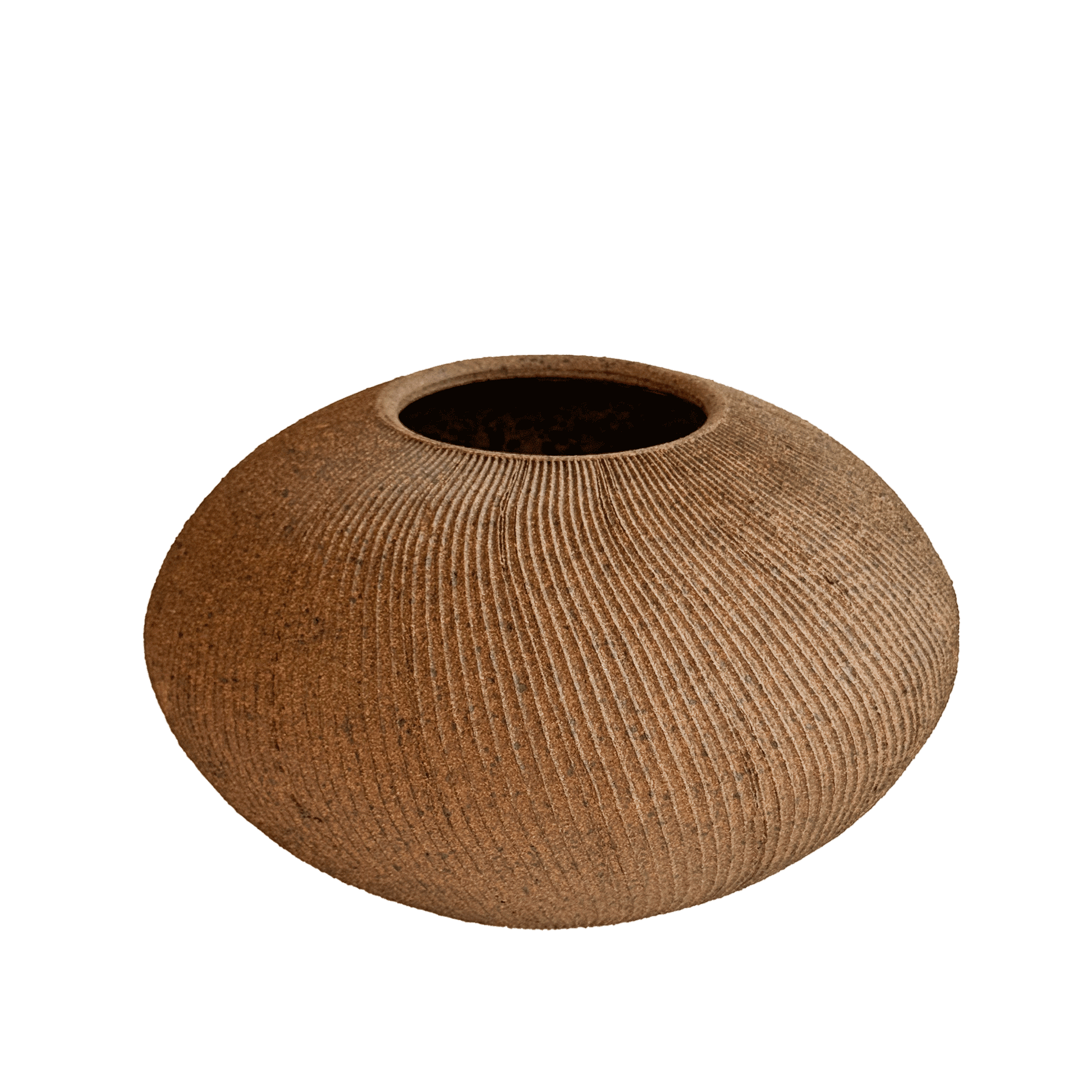 Sandstone Ribbed Vase 040 - SOMBRA