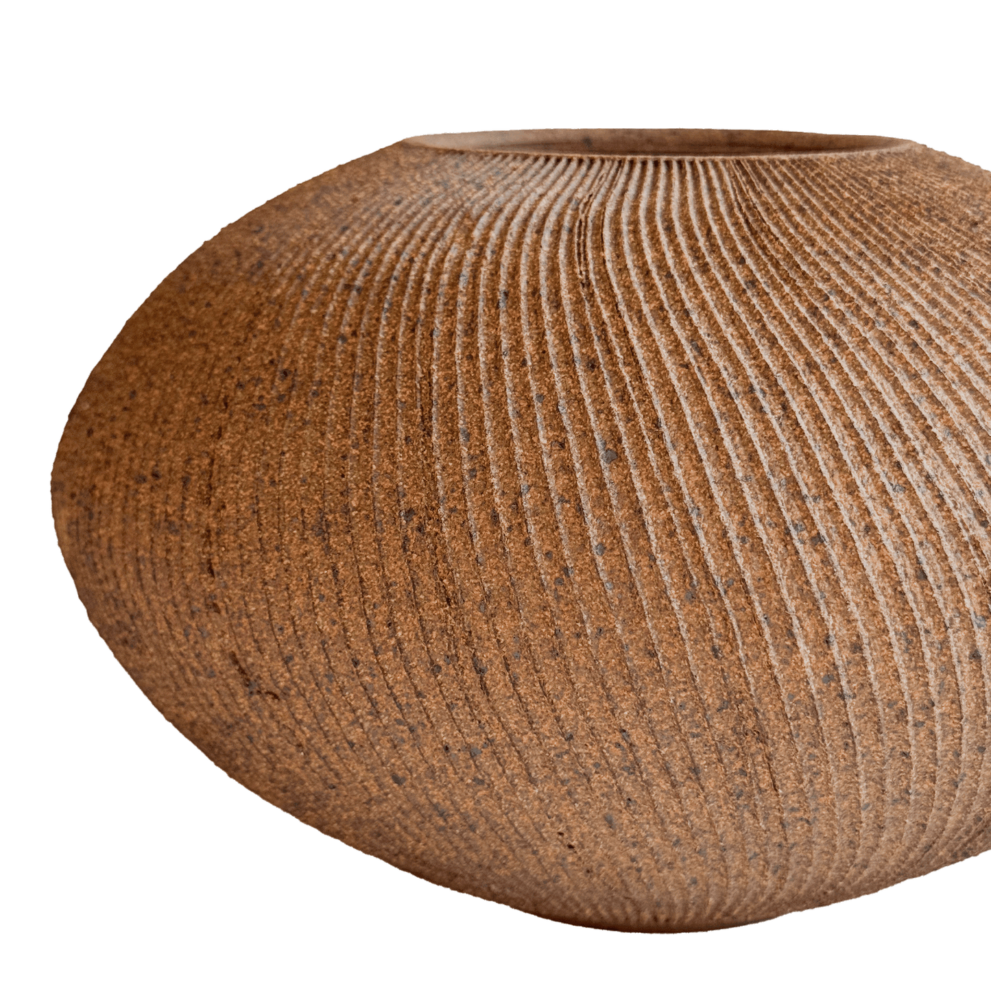 Sandstone Ribbed Vase 040 - SOMBRA