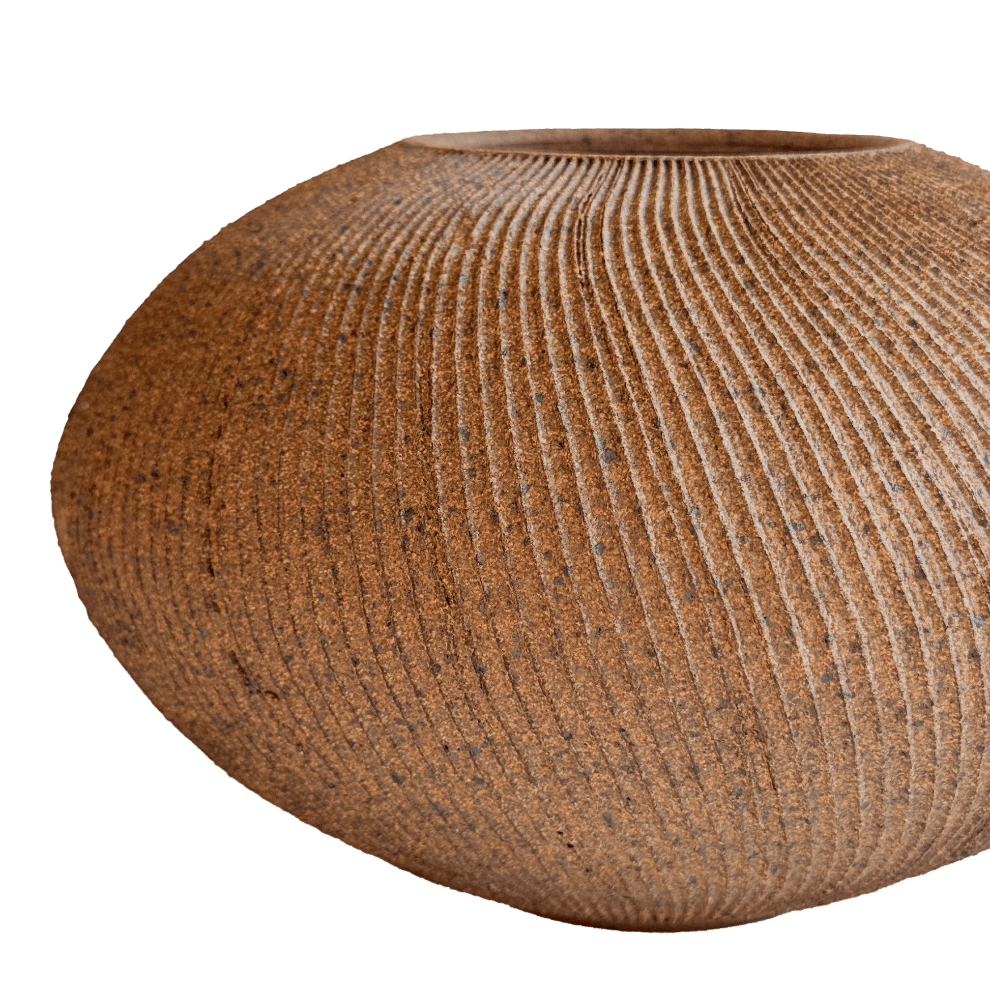 Sandstone Ribbed Vase 040 - SOMBRA