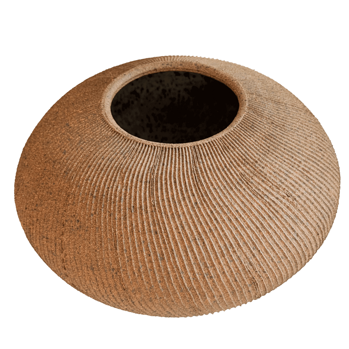 Sandstone Ribbed Vase 040 - SOMBRA