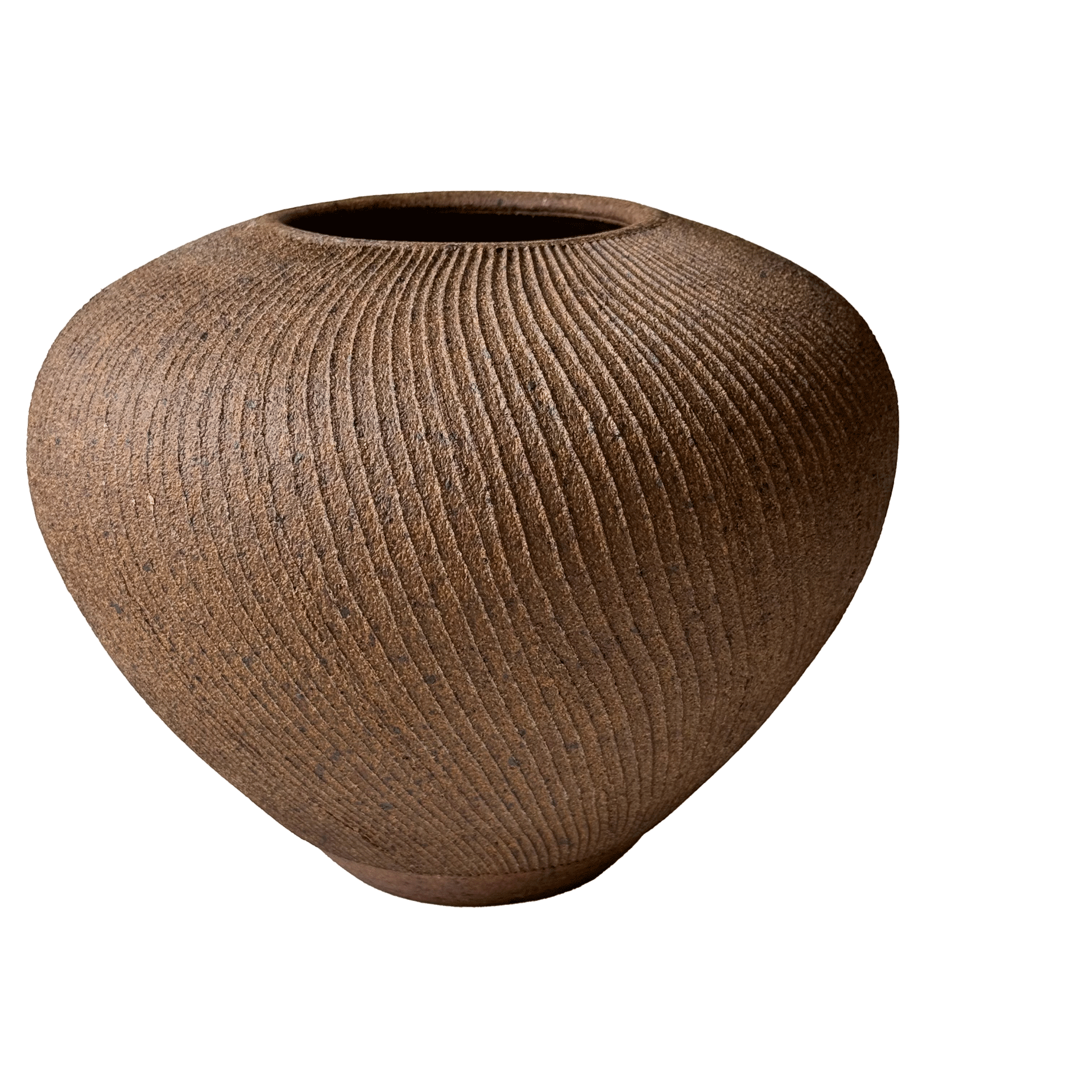 Sandstone Ribbed Vase 060 - SOMBRA