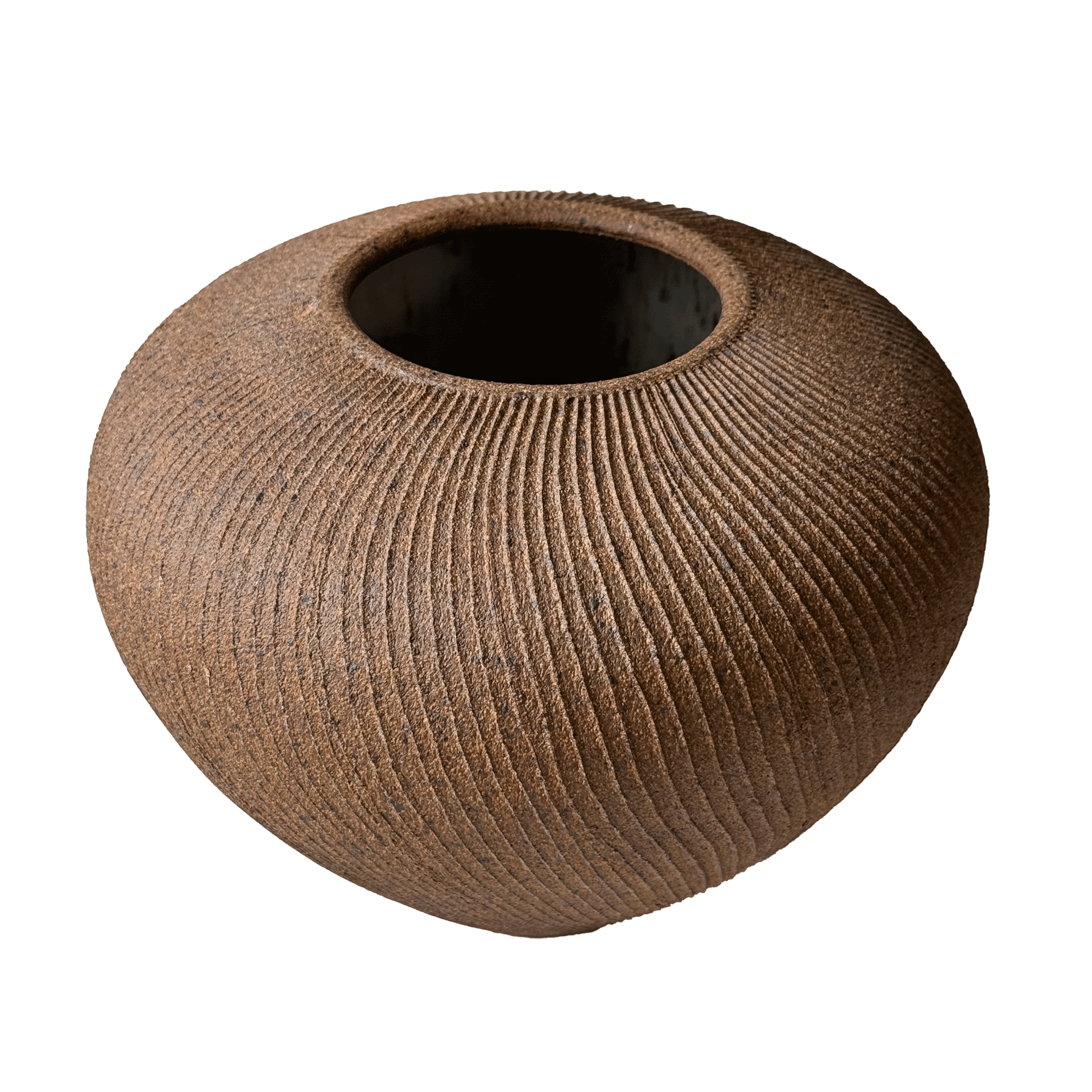 Sandstone Ribbed Vase 060 - SOMBRA