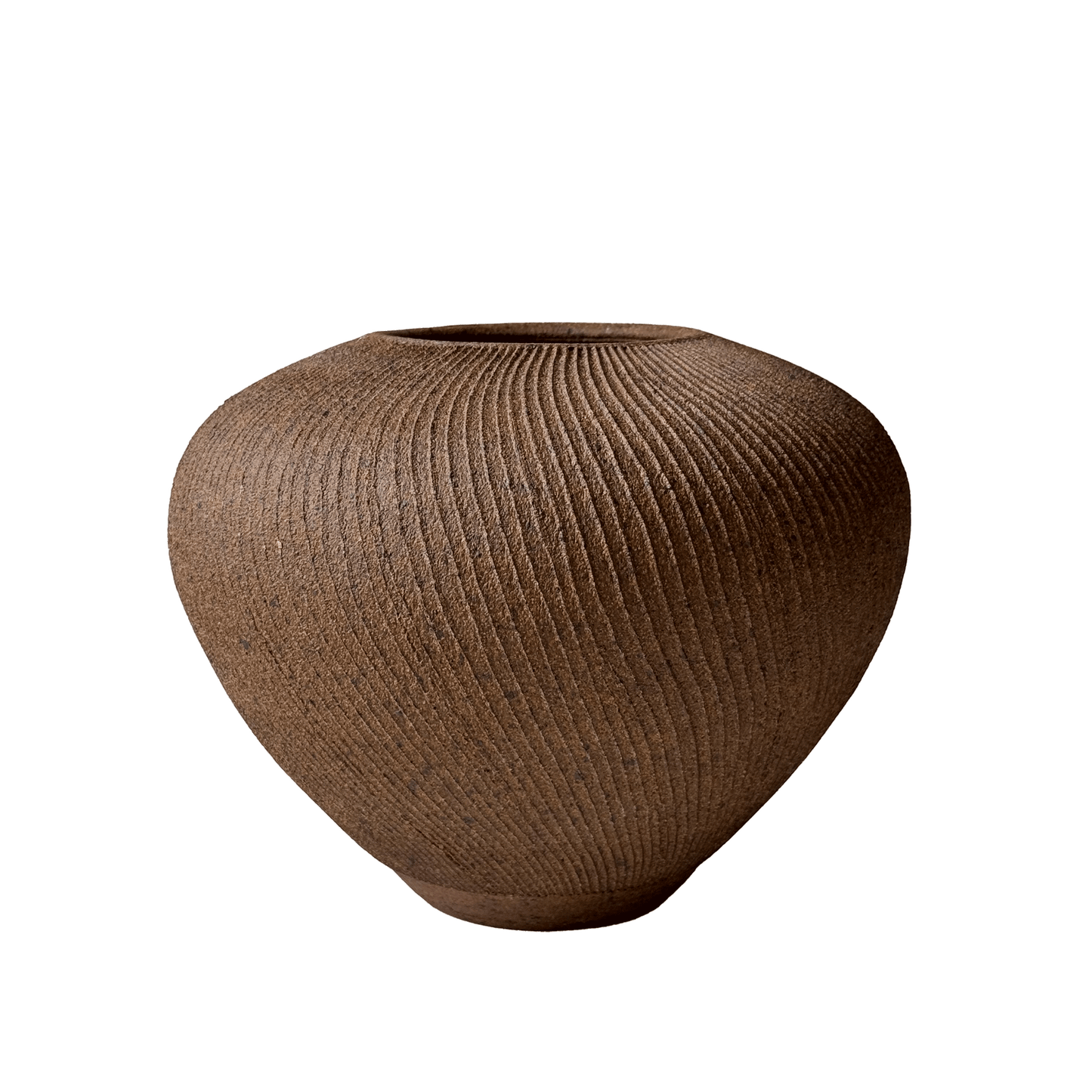 Sandstone Ribbed Vase 060 - SOMBRA