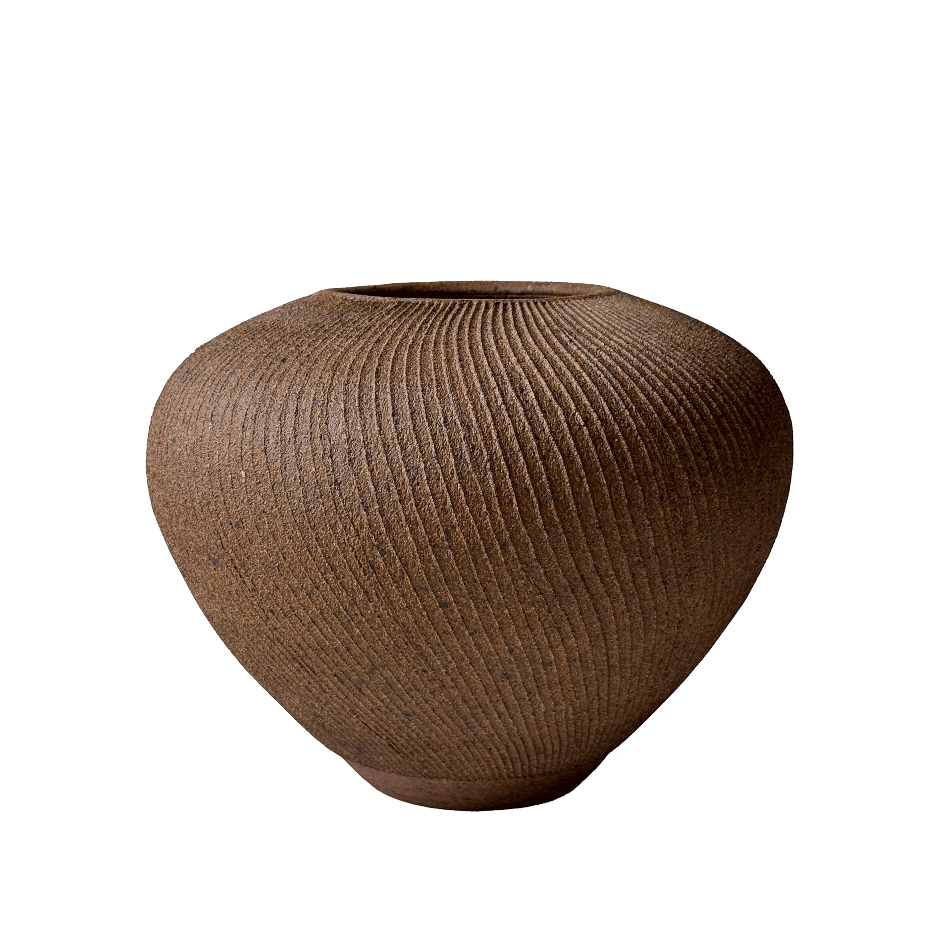 Sandstone Ribbed Vase 060 - SOMBRA