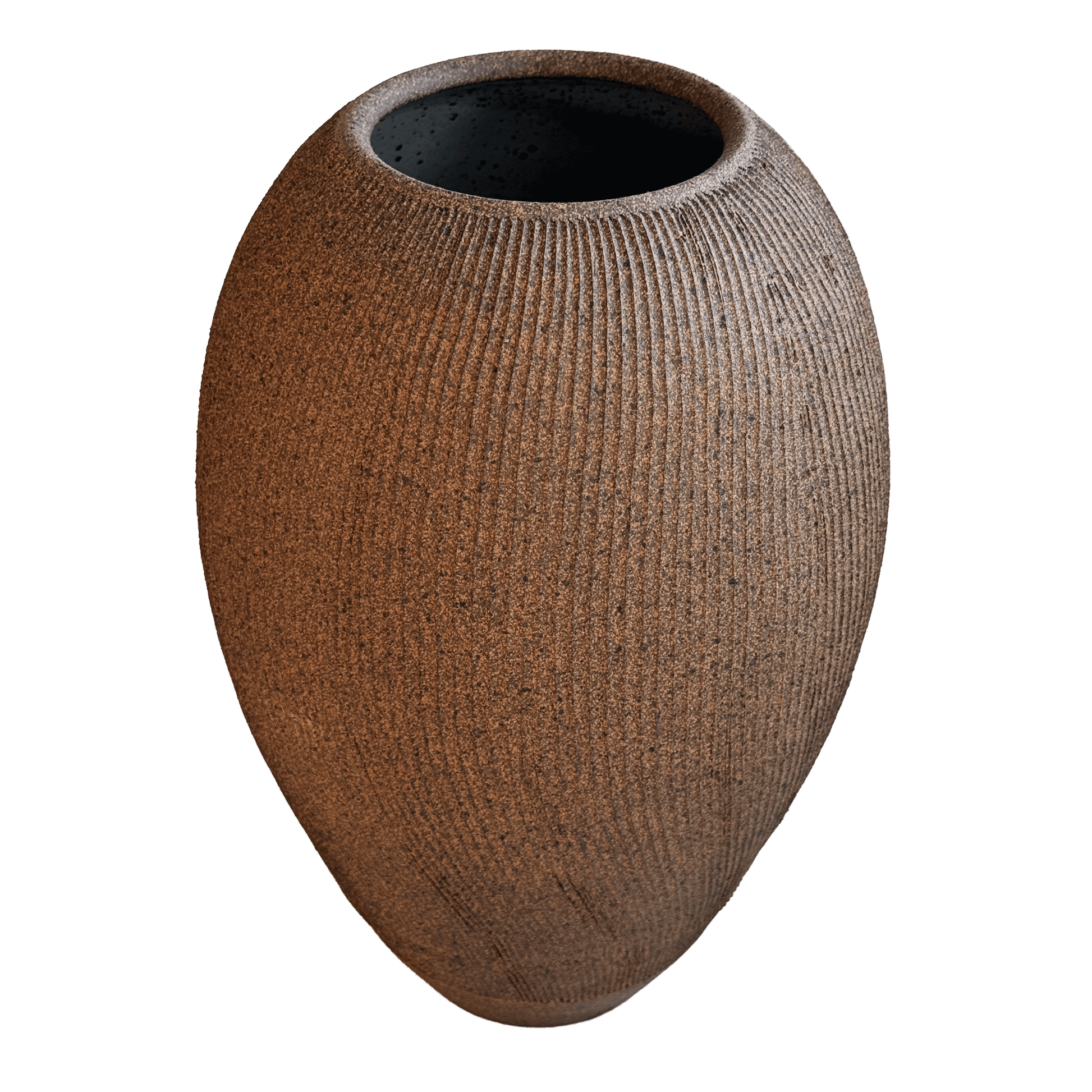 Sandstone Ribbed Vase 061 - SOMBRA