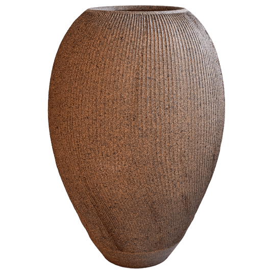 Sandstone Ribbed Vase 061 - SOMBRA