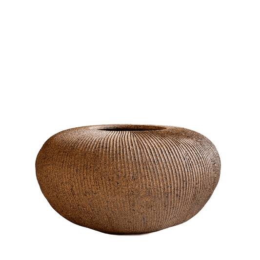 Sandstone Ribbed Vase 101 - SOMBRA