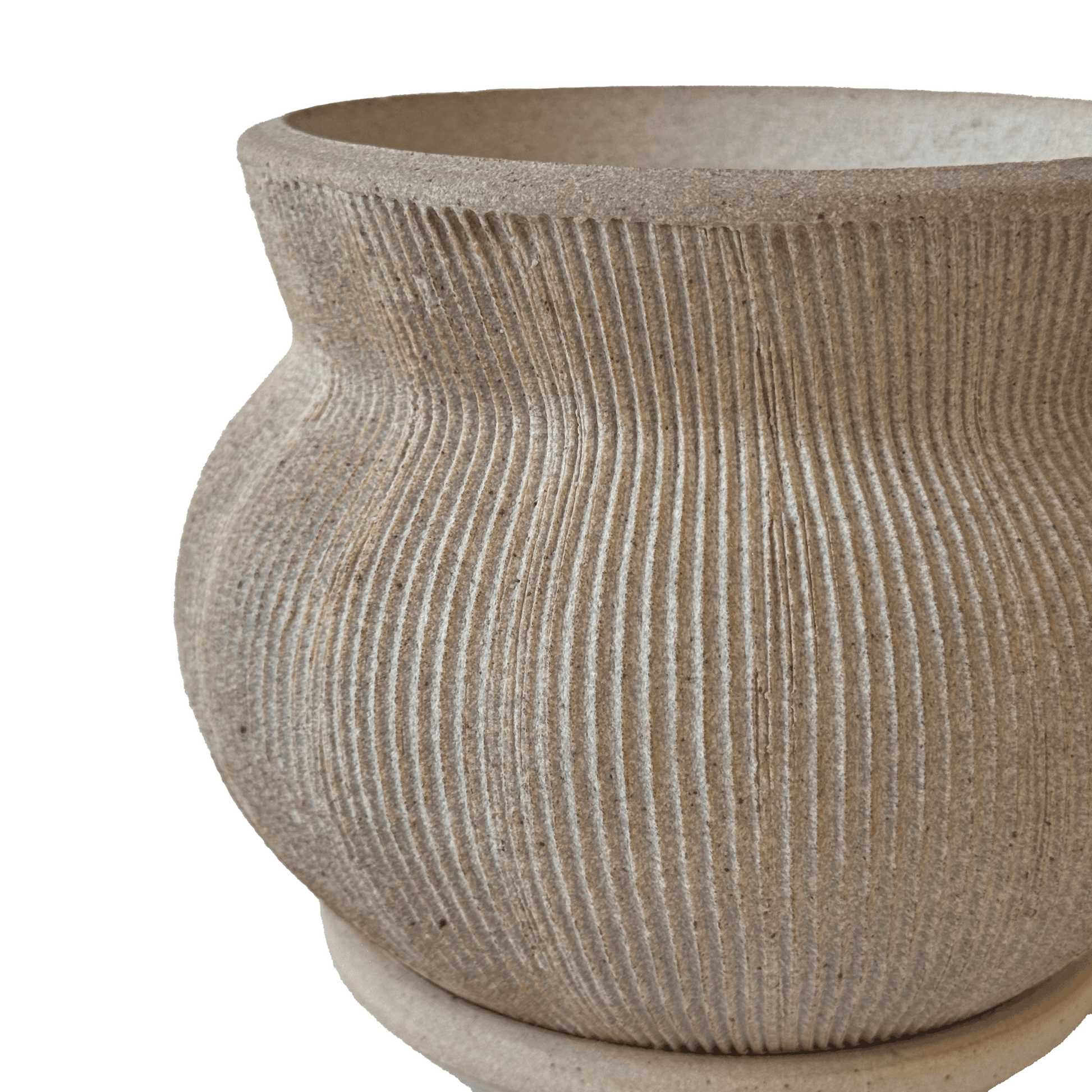 Quartzite Ribbed Planter Set 045 - SOMBRA