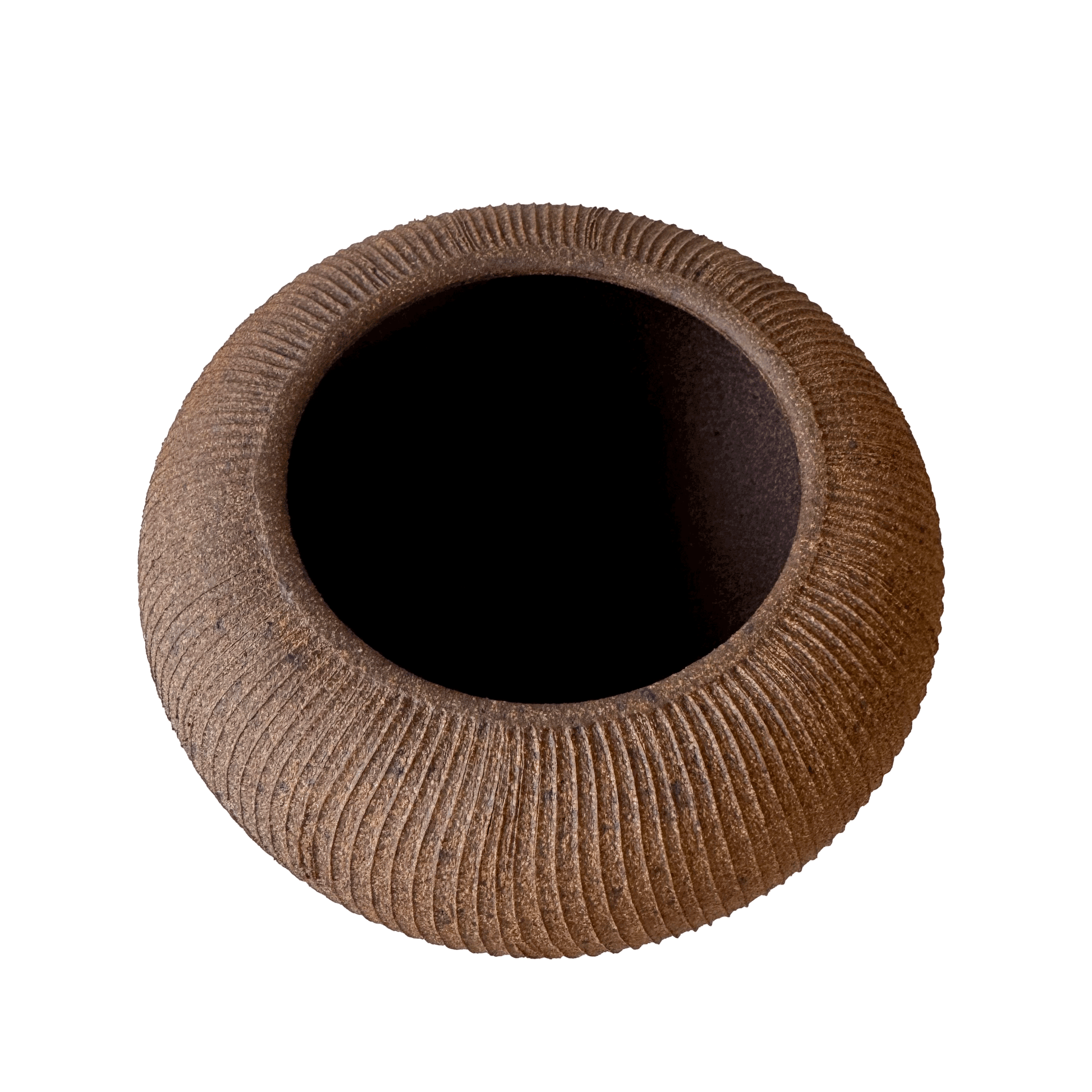 Sandstone Ribbed Planter Set 077 - SOMBRA