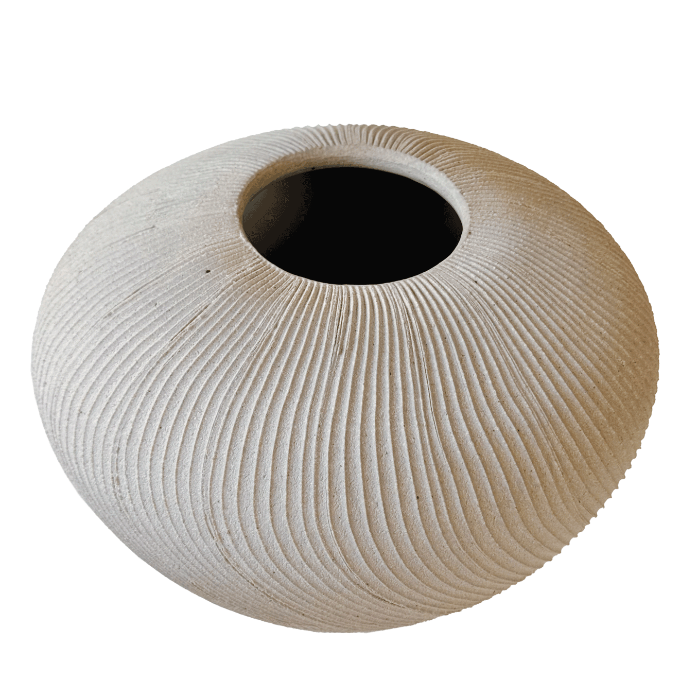 Quartzite Ribbed Vase 020 - SOMBRA