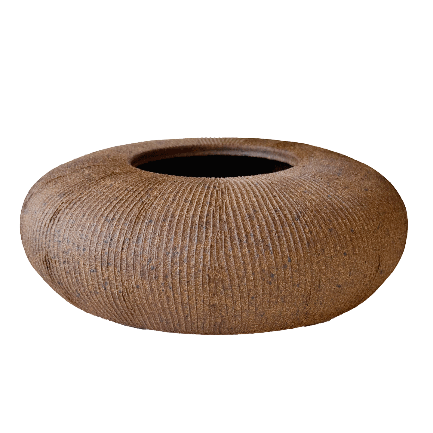 Sandstone Ribbed Ikebana Vase 036 - SOMBRA